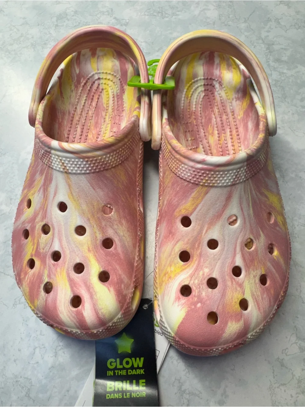Crocs Classic Glow-In-The -Dark Clogs, Size 6Y/8W